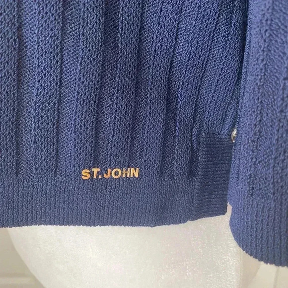 St. John Sport Marie Grey Boat Neck Knit Top - Picture 5 of 7